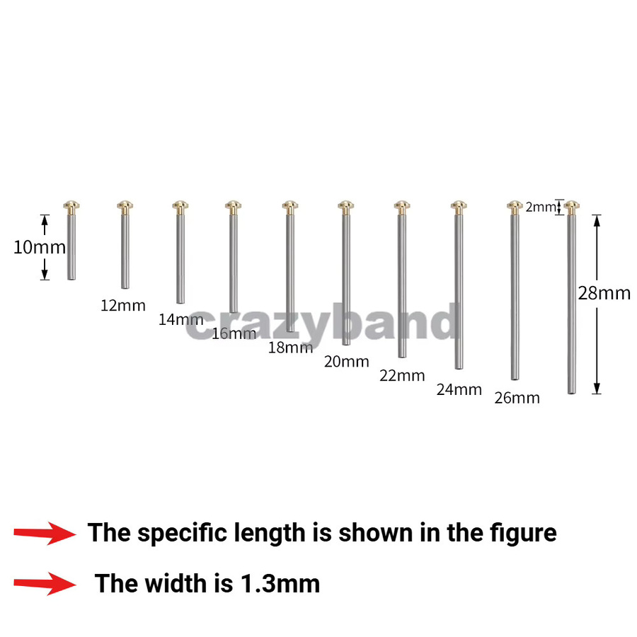 Uhrenarmband Niet Pin Schraube Link Set, 10-28mm, 1,3mm, Unisex - Bild 5