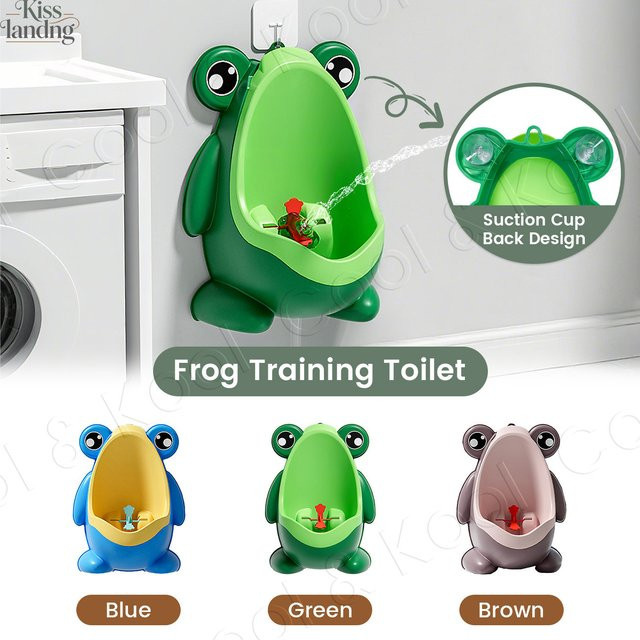 Kisslanding Frosch-Urinal für Babys zur Wandmontage in Grün und Braun für das Toilettentraining - Bild 1