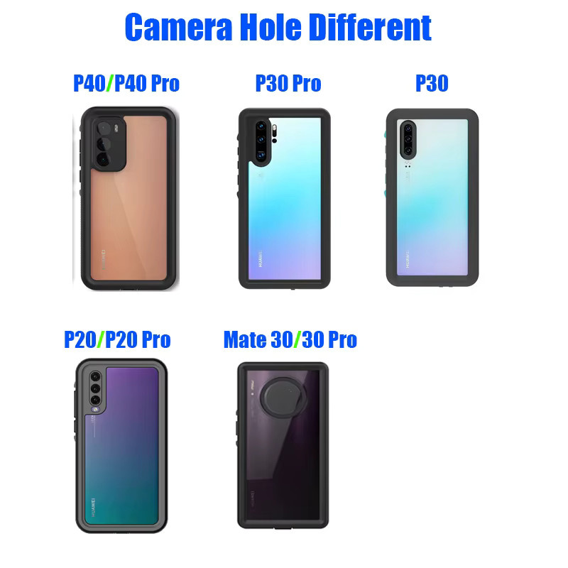 Wasserdichte Schutzhülle IP68 für Huawei P40, P30 Pro und P20 Lite in Schwarz für Outdoor-Sport, Schwimmen und Tauchen - Bild 5