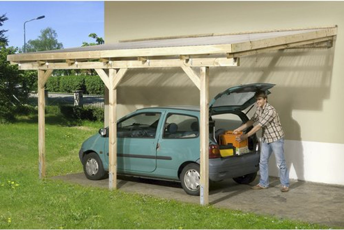 Weka Terrassenüberdachung 671 in Grün/Braun mit Kunststoffdach, Breite: 347 cm - Bild 2