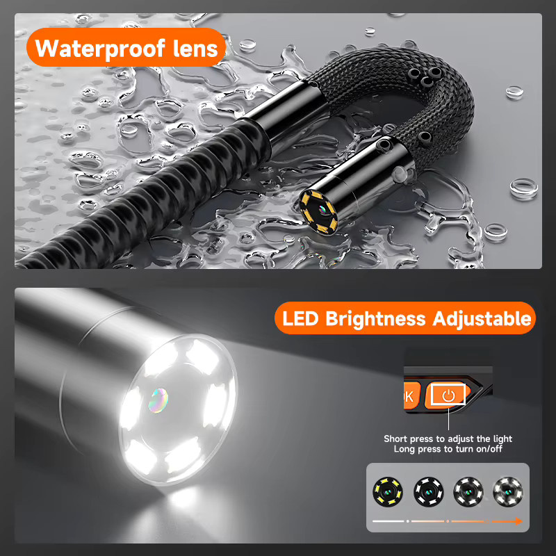 ENWOR 4-Wege-Gelenkendoskop mit 5-Zoll-Bildschirm, 360 Grad rotierender Lenkkamera mit All-Direction-Joystick und wasserdichten LEDs in Schwarz - Bild 5