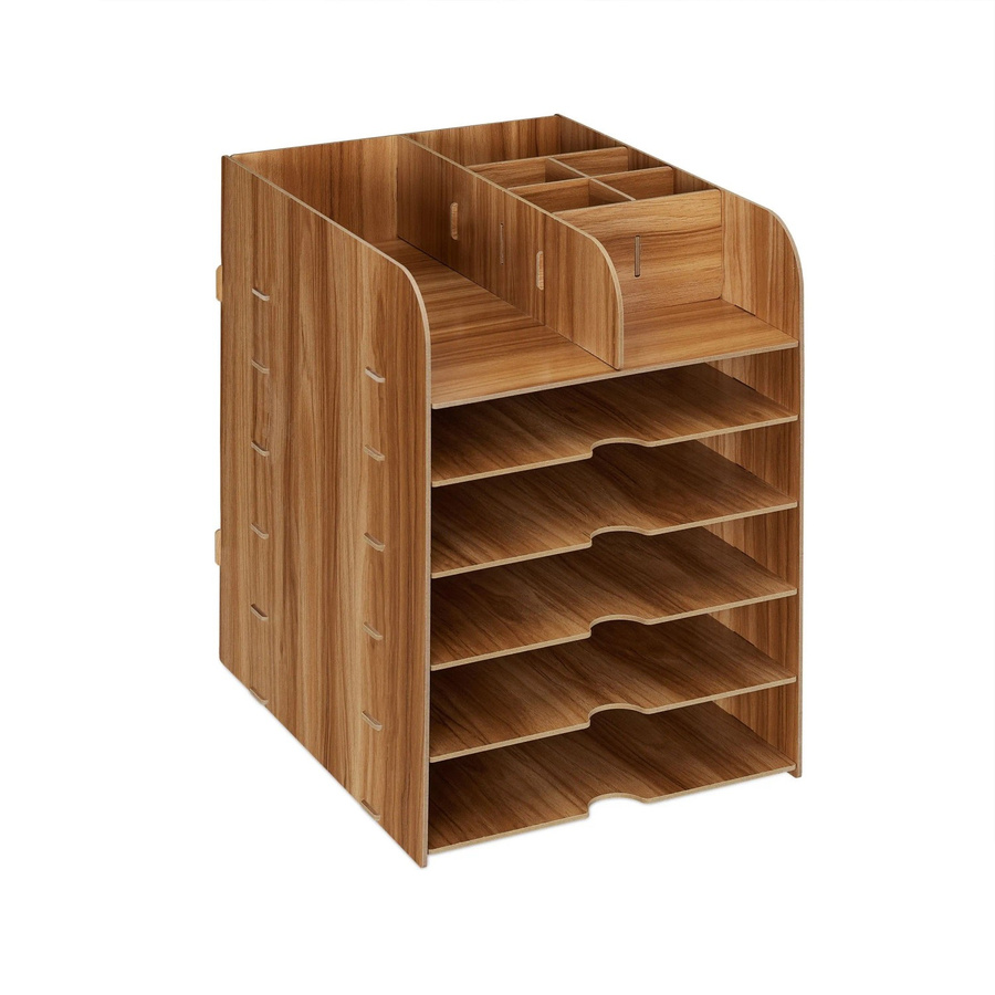 Relaxdays Schreibtisch Organizer aus MDF mit 12 Fächern für A4, Dunkelbraun, B/T/H: 34,5 x 25 x 32 cm - Bild 2