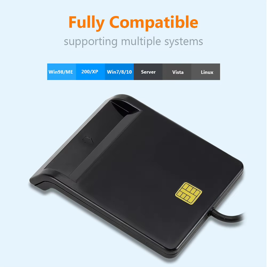 VODOOL USB 2.0 Smart Card Reader für DNIE ATM CAC IC ID SIM-Karten in Schwarz - Bild 4