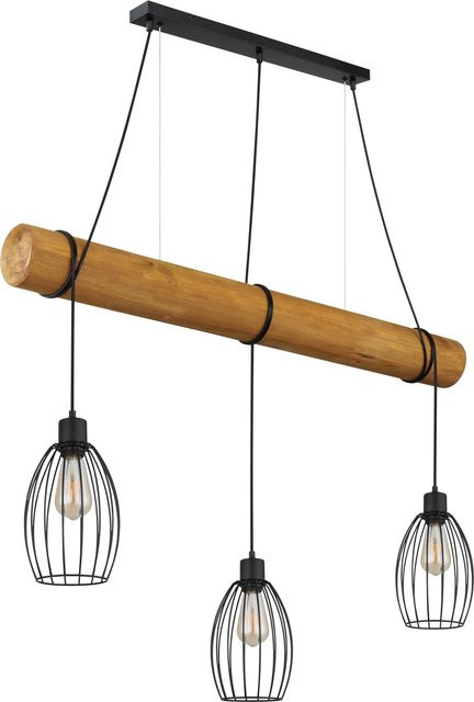 GLOBO Lighting Hängeleuchte BERTI aus Metall und Holz in Schwarz und Braun mit E27 Fassung - Bild 1