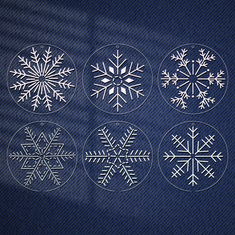 YOMDID 6 Stück Sashiko Schneeflocken-Stickschablone aus transparentem PET für deine Weihnachtsdekoration und DIY-Bastelarbeiten, B/T: 13 x 13 cm - Bild 2
