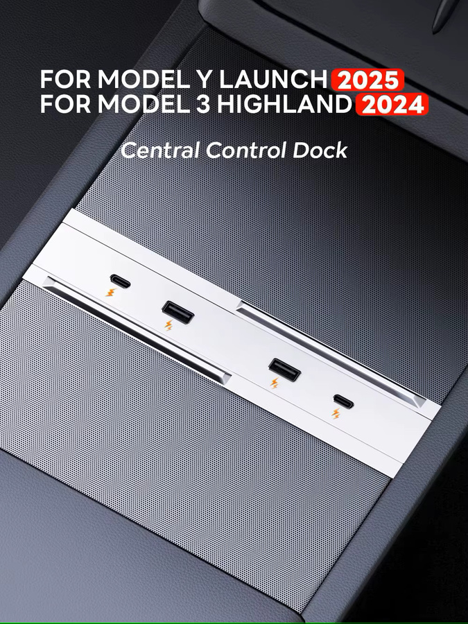 TEKSY Expansion Dock 65 W USB-C Hub Schnellladestation für Tesla Model Y 2025 Juniper und Model 3 Highland 2024 in Silber - Bild 5