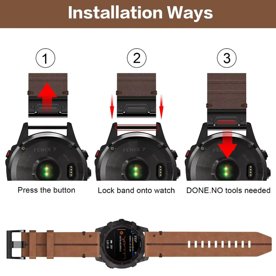 Yayuu Uhrenarmband Leder, Schwarz - Bild 3