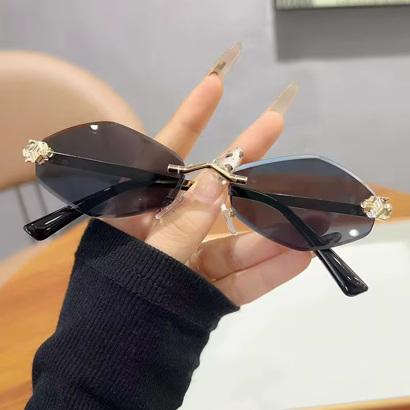 GLTRENDY Sonnenbrille, Damen, randlos, hexagonal, Metall - Bild 5