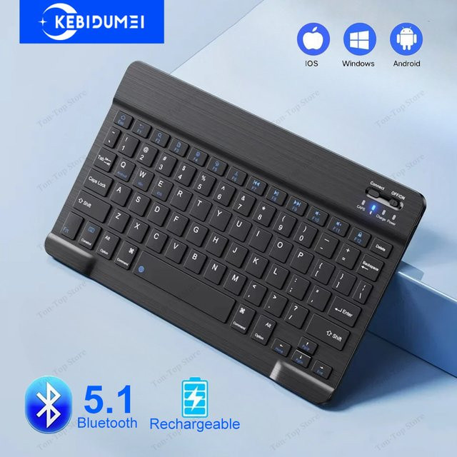 Kebidumei Bluetooth 5.1 Mini-Tastatur, kabellose Gaming-Tastatur in Schwarz, wiederaufladbar für Laptop, Tablet, Android, iOS und Windows - Bild 1