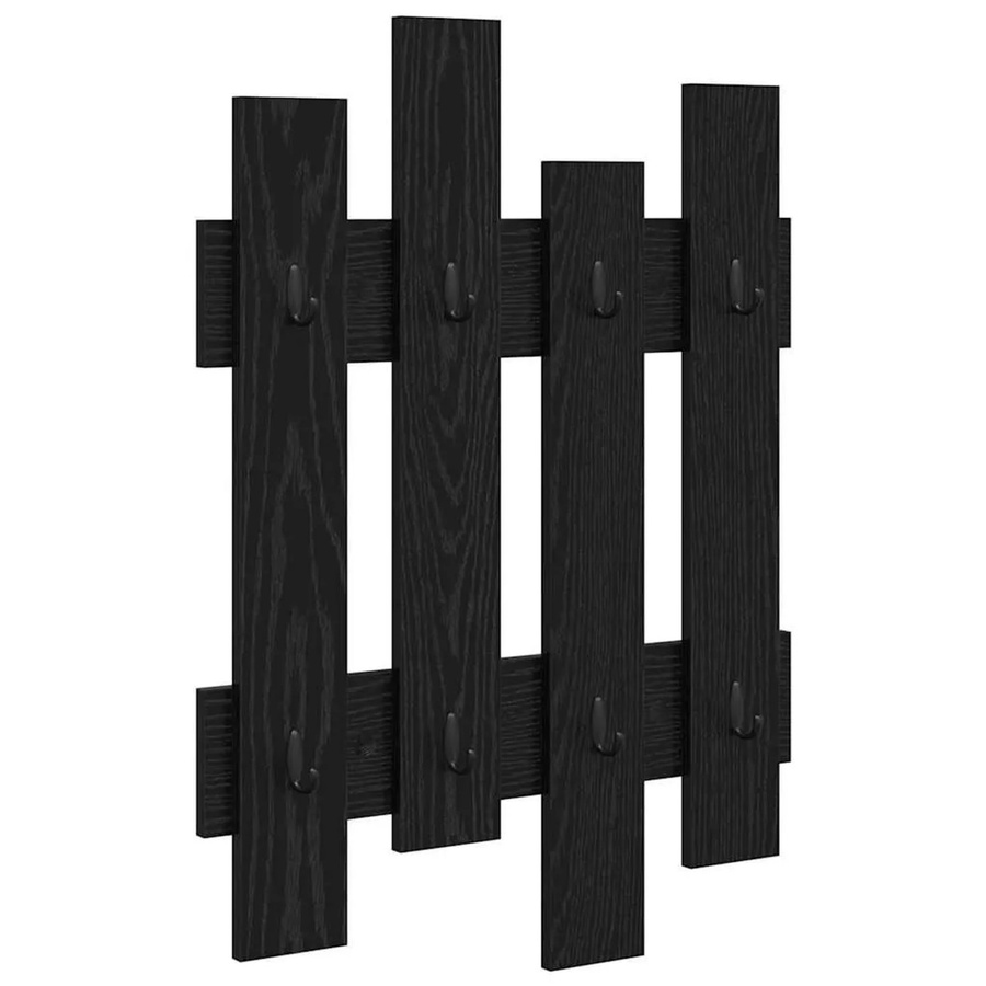vidaXL Wandmontierter Nachttisch in Schwarz und Eichen-Optik, Modernes Design mit Haken, Breite: 60 cm, Tiefe: 3 cm, Höhe: 82 cm - Bild 2