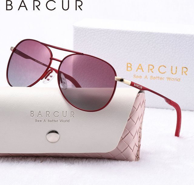 BARCUR Sonnenbrille, oval, Metall, Vollrand, pink, Damen, polarisiert - Bild 1