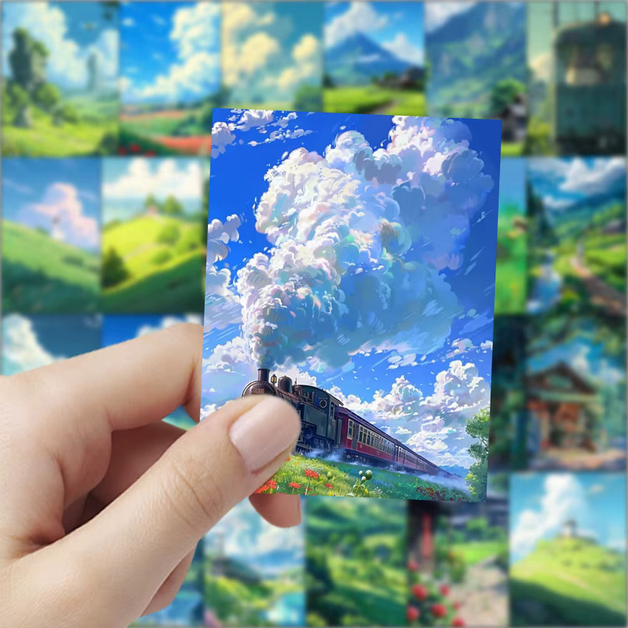 Hayao Miyazaki Sommeraufkleber mit Summer Vibe Motiven in Mehrfarbig, rechteckige Papieraufkleber für deine kreative Dekoration - Bild 4