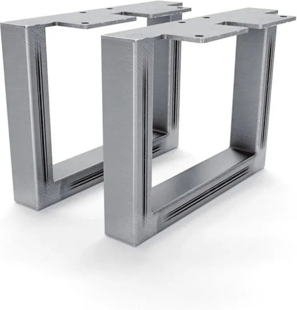 HEVVA Möbelfüße GRAZ 2er Set aus Rohstahl in Silber Matt, Höhe: 15 cm, Tiefe: 20 cm - Bild 1