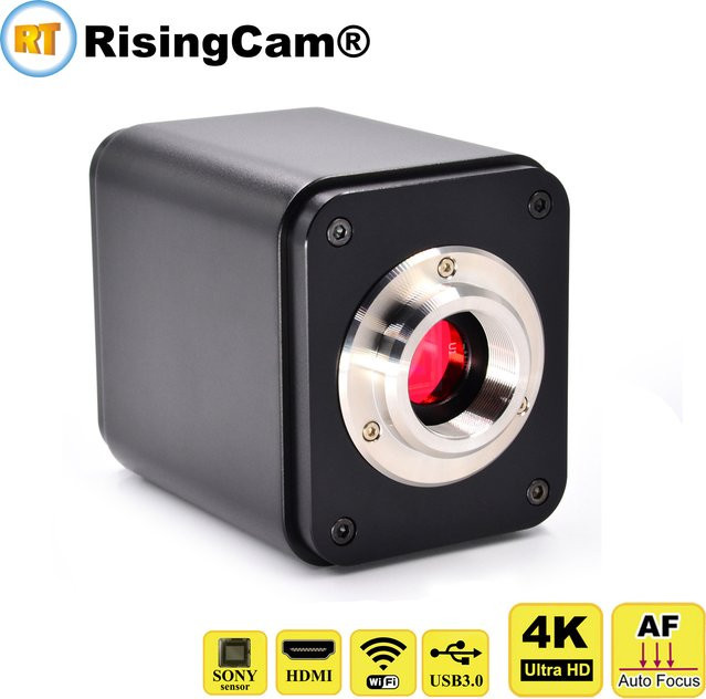 RisingCam 4K Digitale Autofokus-Mikroskopkamera mit IMX678 1/1,8" Sensor, 60fps Ultra HD, HDMI und USB-C Ausgang, Schwarz - Bild 1