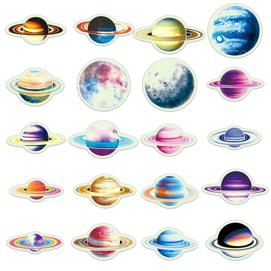 Bview Art 20 Stück Leuchtende Planeten-Aufkleber in Multicolour für Handyhüllen, Laptops und Notizbücher - Bild 3