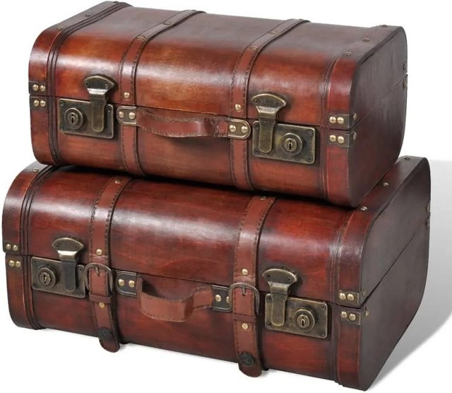 vidaXL Dekokoffer aus Holz im Retro-Stil, 2er-Set, Braun, B/T/H: 31,0 x 31,0 x 20,0 cm - Bild 1