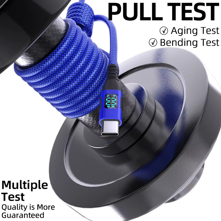 LAIHONEN USB-C auf Typ-C Kabel mit LED-Anzeige in Blau, 100W Schnellladekabel aus Nylon-Geflecht für iPhone 15 16 - Bild 6