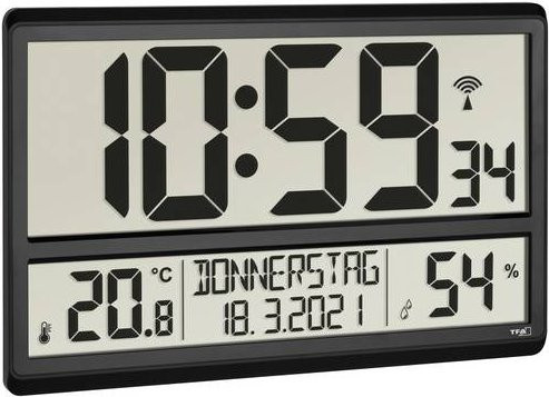 TFA Dostmann Funk Wanduhr, Schwarz, Unisex - Bild 1