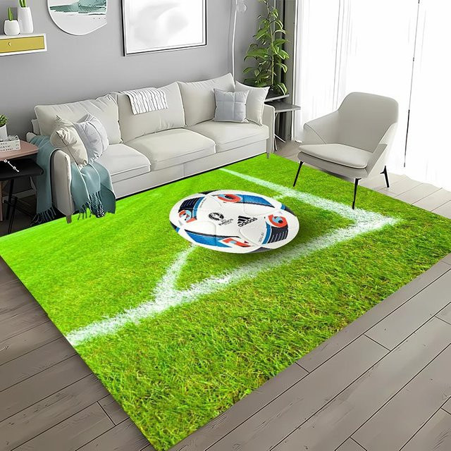 Karpetti Fußball Teppich für Kinderzimmer und Wohnzimmer, Grün, B/T: 80 x 120 cm - Bild 1