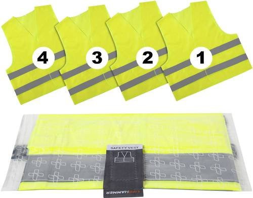 LifeHammer Safety Vest Ultra Warnweste für Erwachsene in Gelb, 4er-Pack, EN ISO 20471 - Bild 1