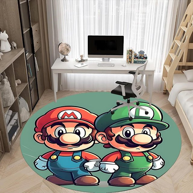 Runder Teppich Mario Luigi von YangJOJO mit Kinder-Motiv, Mehrfarbig, Durchmesser: 120 cm - Bild 1