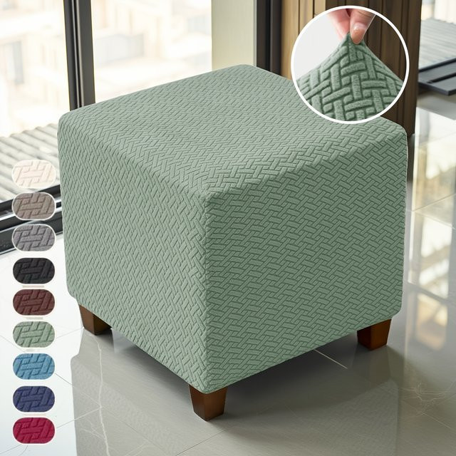 DUTRIEUX Jacquard Ottoman-Bezug in Grün, elastischer T-förmiger Hockerbezug aus Polyester, maschinenwaschbar - Bild 1