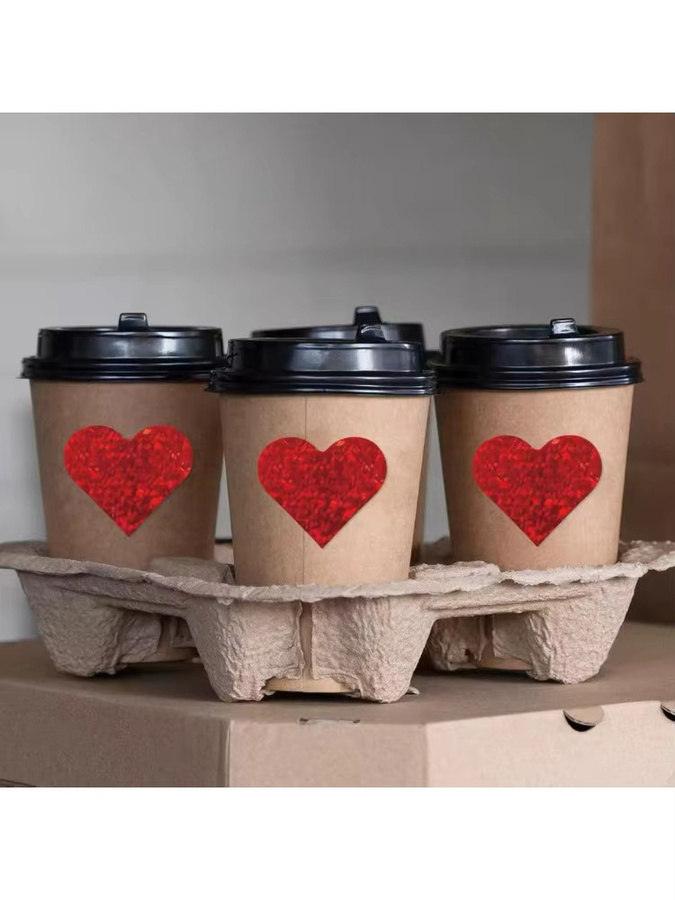 80 Stück rote herzförmige Aufkleber aus Papier für Valentinstag-Dekorationen, Geschenkverpackungen und DIY-Bastelarbeiten - Bild 4