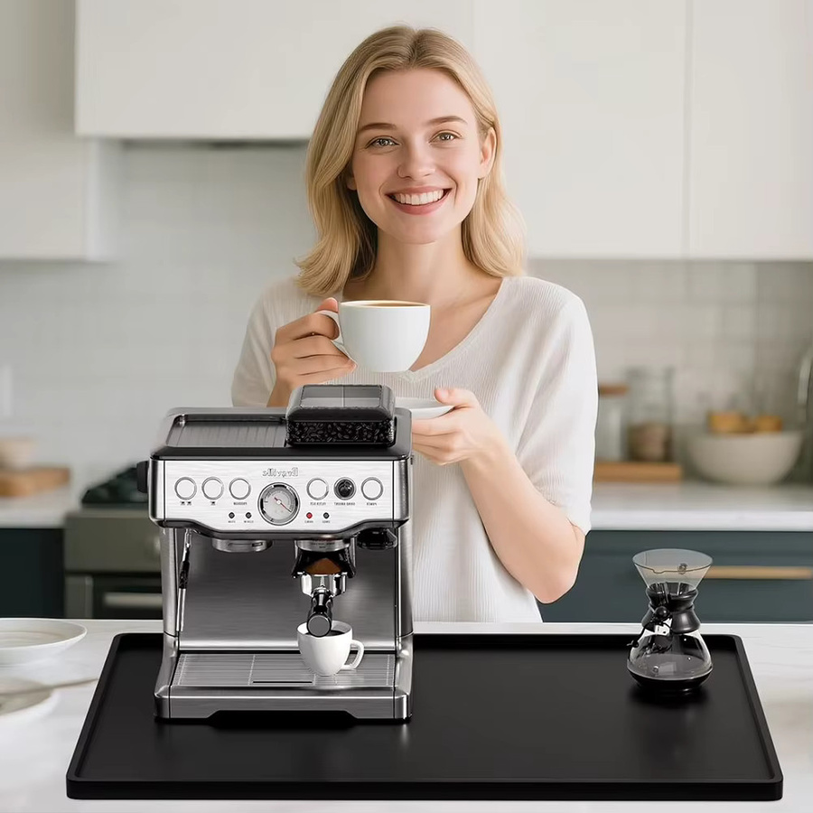 ALLOYSEED Silikon Abflusmatte für Espressomaschinen, rechteckig, Schwarz - Bild 2