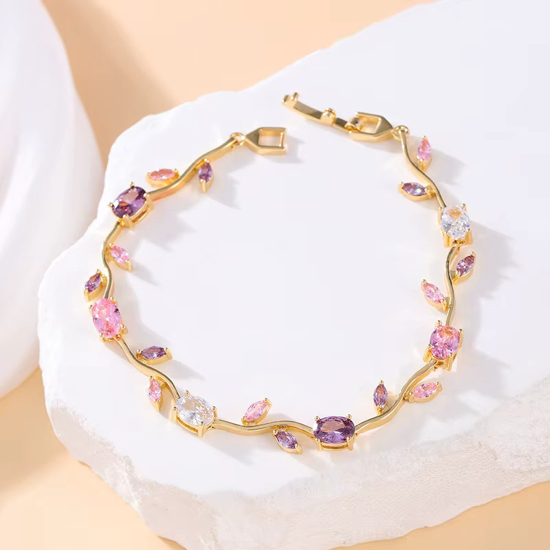 YUYAN Handgelenkkette, Roségold, Zirkonia, Damen - Bild 1