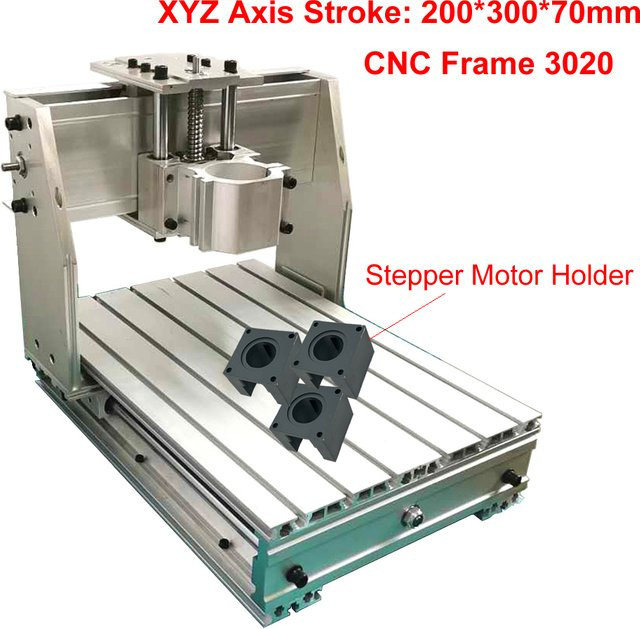 XMSJ Mini CNC Graviermaschine 3020 DIY Rahmen Kit aus Aluminium in Silber mit 1605 Kugelumlaufspindel und Nema23 Schrittmotorhalterung, Hub: H 7,0 cm x B 20,0 cm x T 30,0 cm - Bild 1