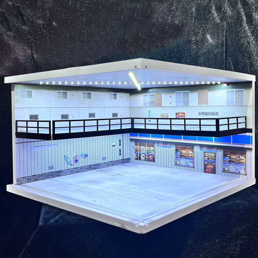 meiduoxing Car Garage Diorama, LED Lighted Parking Lot Display, Hot Wheels & Matchbox Collection - Bild 1