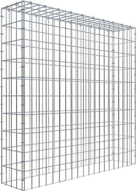 Gabiona Anbaukorb Typ 3 mit C-Ringen in Silberfarben, B/T/H: 100 x 100 x 20 cm, Maschenweite 5 x 10 cm - Bild 1
