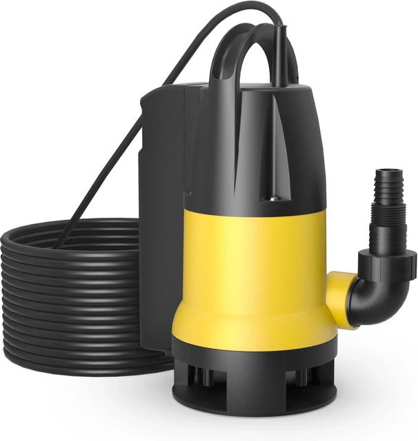Wiltec Schmutzwasserpumpe als Abwasser- Tauchpumpe und Fäkalienpumpe in Gelb-Schwarz mit 750W und 13000L/H - Bild 1