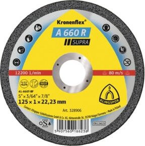 Klingspor A 660 R Trennscheibe für Metall in Gelb, Durchmesser: 125 mm, Dicke: 1 mm, Bohrung: 22,23 mm - Bild 1