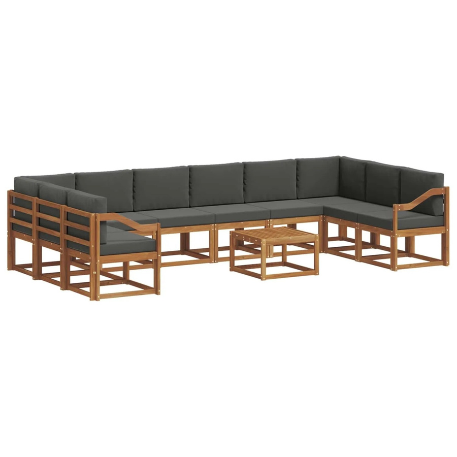 vidaXL Outdoor-Sofagarnitur aus Akazienholz mit 11-teiligem Set und Kissen in Anthrazit und Natur - Bild 2