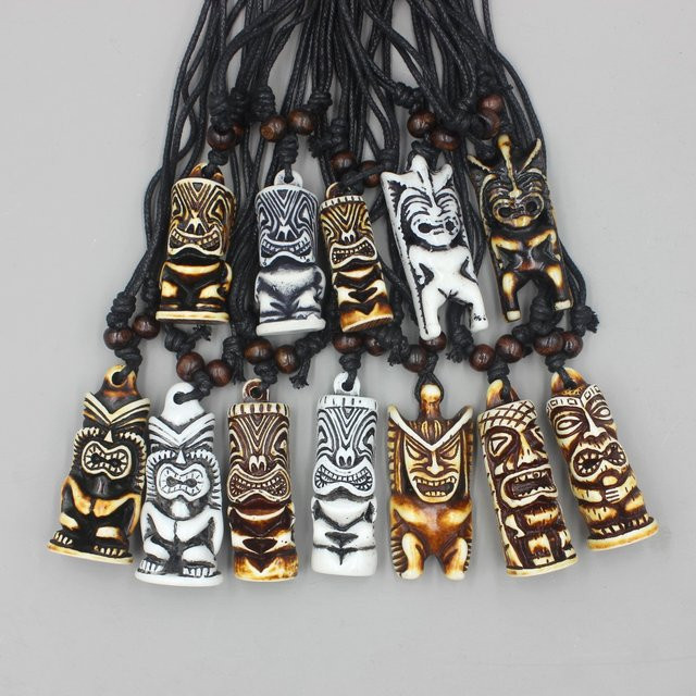 weyena Halsketten, Yak Knochen, Totem Anhänger, Unisex, Bunt - Bild 1