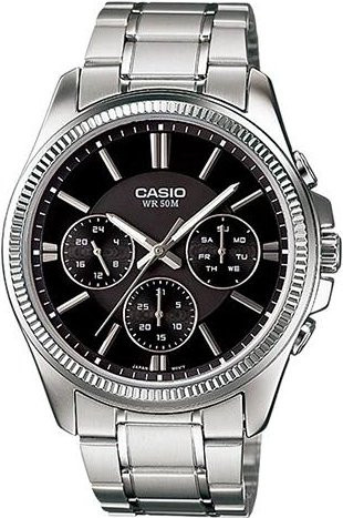 Casio Armbanduhr, Quarz, Edelstahl, Schwarz, Herren - Bild 1