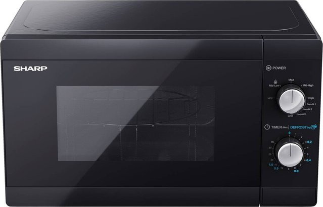 Sharp Mikrowelle mit Grill YC-MG01E-B in Schwarz, 20L, 800W Mikrowellenleistung, 1000W Grillleistung, B/H/T: 44 x 25,8 x 34,4 cm - Bild 1