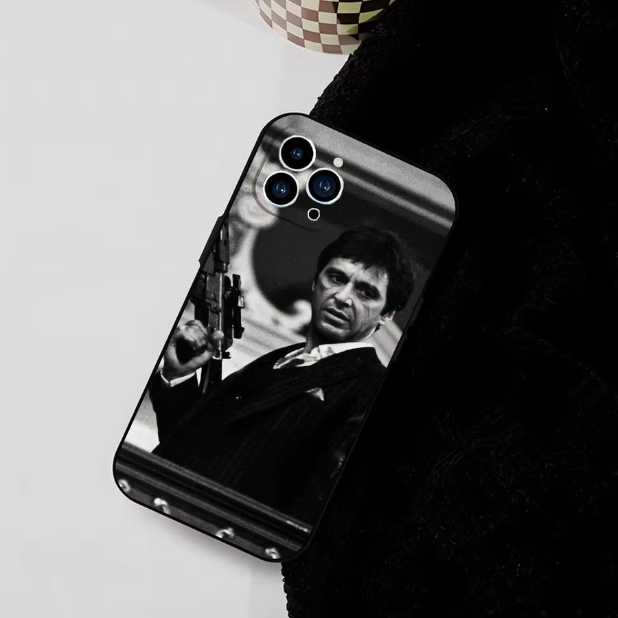 T-Tony Handyhülle Scarface für iPhone 15 14 13 12 11 7 8 Pro Max Mini X XR Plus SE4 in Schwarz, stoßfeste weiche Schutzhülle - Bild 4