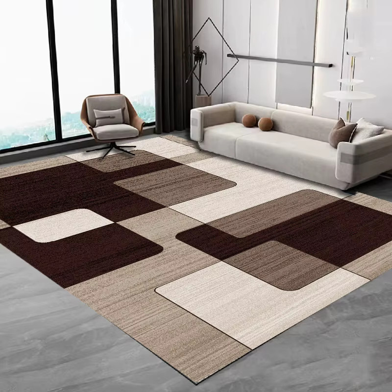 VIKAMA Minimalistischer Teppich in Grau und Schwarz mit geometrischem Design für Wohnzimmer und Schlafzimmer - Bild 1