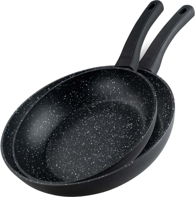 Fackelmann Pfannen-Set Marble aus Aluminium, 2-teilig, Schwarz/Anthrazit, mit Antihaftbeschichtung, Durchmesser: 24 cm und 28 cm - Bild 1