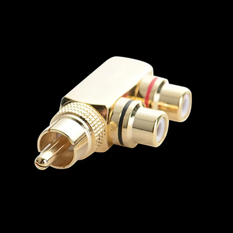 BSN RCA-Audio-Splitter-Adapter vergoldet, 1 Stecker auf 2 Buchsen, Farbe: Gold - Bild 2