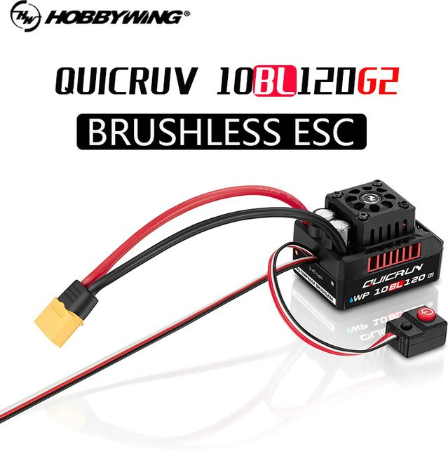Hobbywing Quirin WP 10BL120 G2 120A IP67 Waterproof Brushless Speed Controller ESC für 1/10 und 1/12 RC Autos in Schwarz - Bild 1