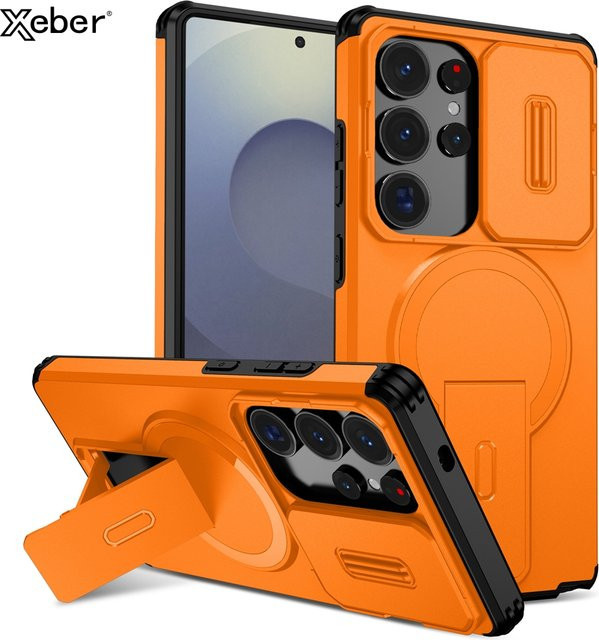 Xeber Armor Funda Magnetische Handyhülle mit Schiebeobjektivschutz für Samsung S26 Ultra S25 S24 S23 Plus A17 A56 in Orange und Purple - Bild 1