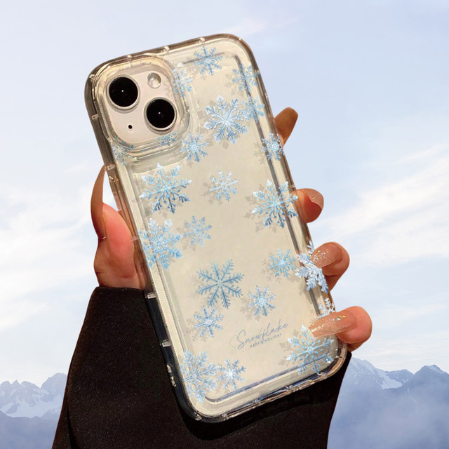 Transparente TPU-Handyhülle mit blauem Schneeflockenmuster für Apple iPhone Modelle - Bild 1