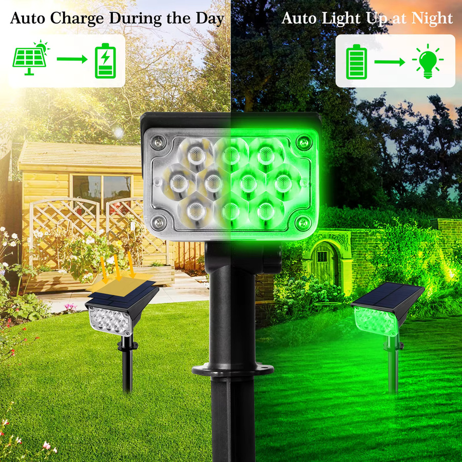 T-SUNRISE Solar Gartenstrahler LED Grün IP65 Wasserdicht Outdoor Flutlicht für Garten und Terrasse - Bild 4