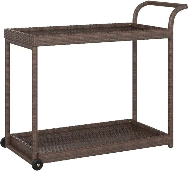 vidaXL Barwagen aus Poly Rattan und Metall in Braun, modern, B/T/H: 100 x 45 x 83 cm - Bild 1