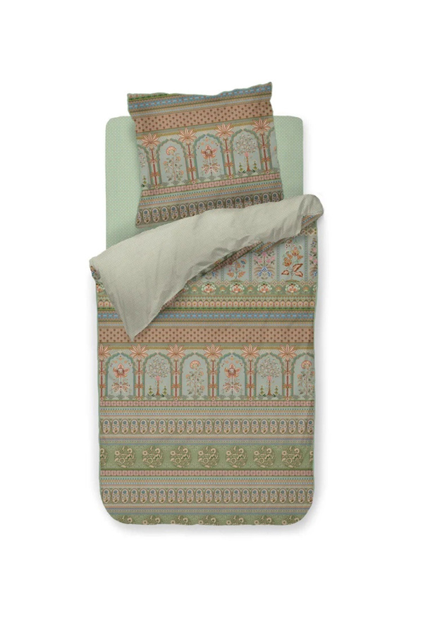 PIP Studio Perkal Bettwäsche Bollywood Dreams Green, Wende Bettwäsche aus Baumwolle mit Ornamenten, B/H: 155 x 220 cm und Kissenbezug 80 x 80 cm - Bild 1