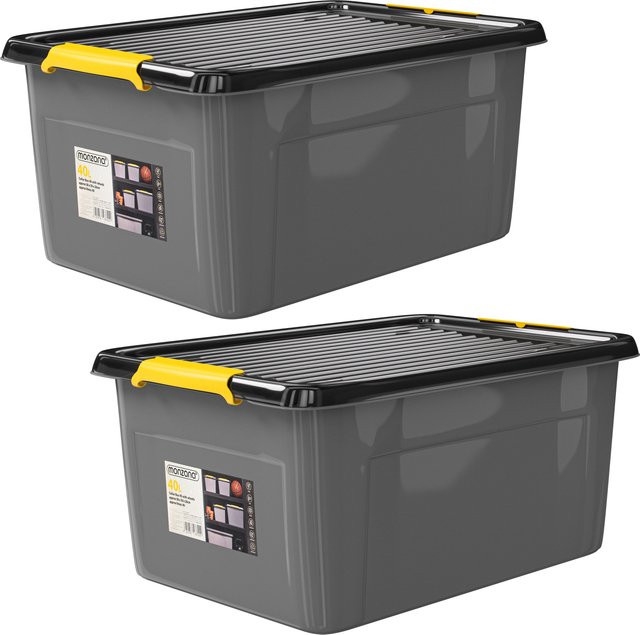 MONZANA Aufbewahrungsbox 2er-Set in Grau und Anthrazit, stapelbar, B/T/H: 58 x 39 x 25 cm - Bild 1