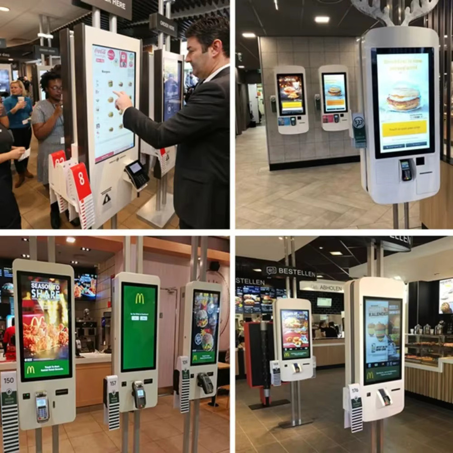 Restaurant 24 Selbstbedienungs-Kiosk mit Touchscreen als bargeldloses POS-Bestell- und Zahlungsterminal in Weiß - Bild 3